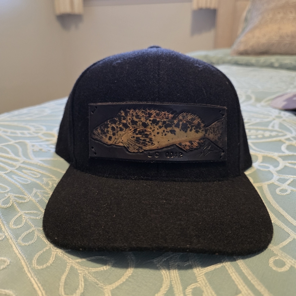 Lingcod Leather Patch Fishing Hat